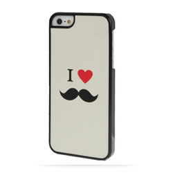 Coque iPhone 5 5S SE I Love Moustache - Blanc