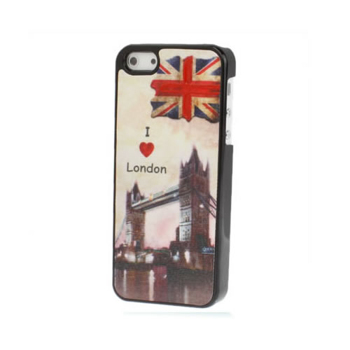 Coque iPhone 5 5S SE vintage - London - Marron