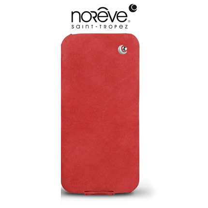 Etui iPhone 5 5S SE Norêve Cuir nubuck cerise vintage - Rouge