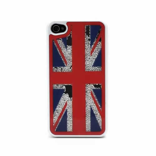Coque iPhone 4 4S UK Strass - Blanc