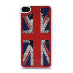 Coque iPhone 4 4S UK Strass - Blanc