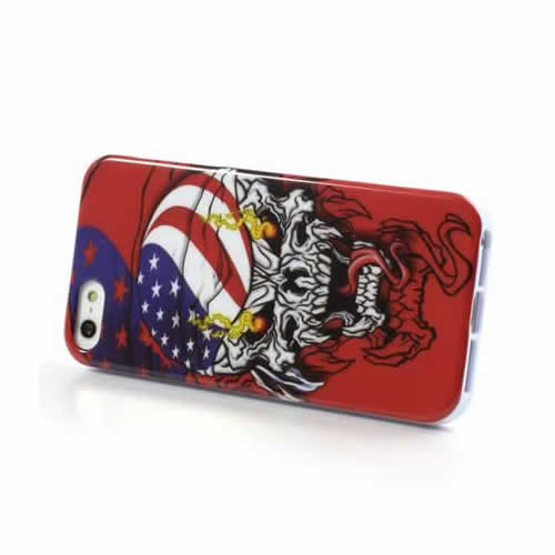 Coque iPhone 5 5S SE American Skull - Rouge - photo 3