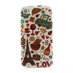Coque iPhone 4 4S Love Paris - Beige