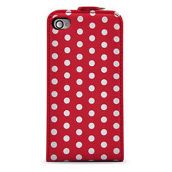 Étui iPhone clapet Pois - Rouge