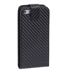 Étui clapet iPhone 5/5S carbone - Noir