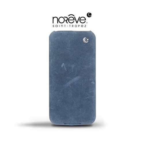 Etui iPhone 5 5S SE Norêve Cuir nubuck jean vintage - Bleu