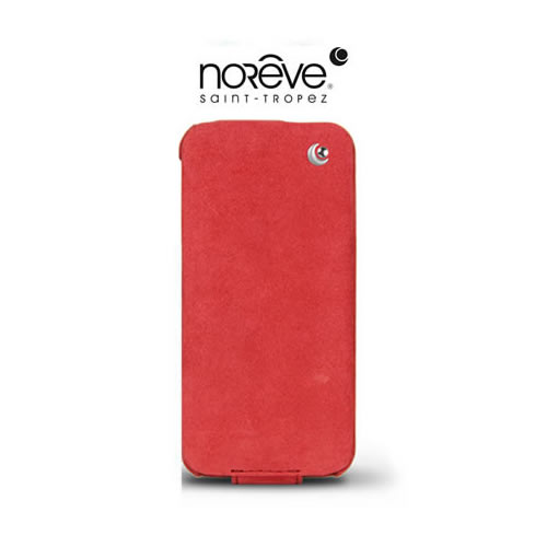 Etui iPhone 4 4S Norêve Cuir nubuck cerise vintage - Rouge