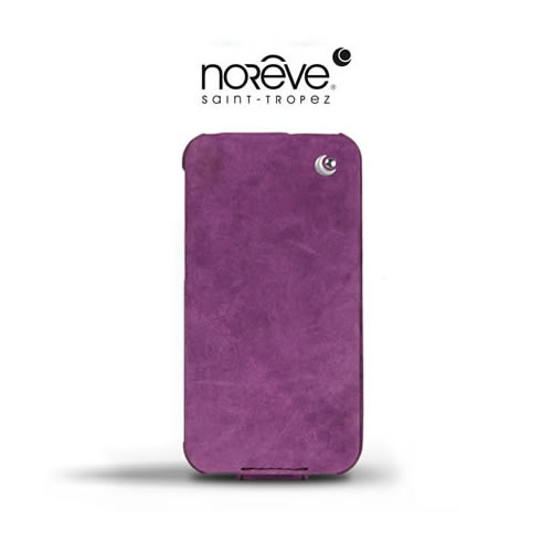 Etui iPhone 4 4S Norêve Cuir nubuck prune vintage - Violet