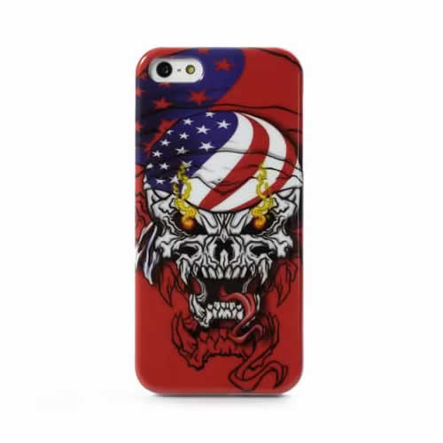 Coque iPhone 5 5S SE American Skull - Rouge