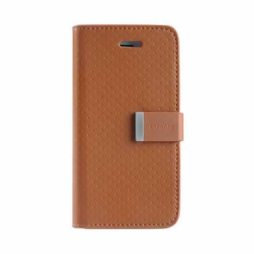 Etui iPhone 5 5S SE porfeuille Capdase Polka - Marron