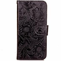 Etui iPhone 7/8 flowers stamp - Noir