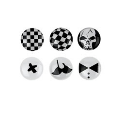 6 Stickers Bouton démarrage - Black and White - Noir